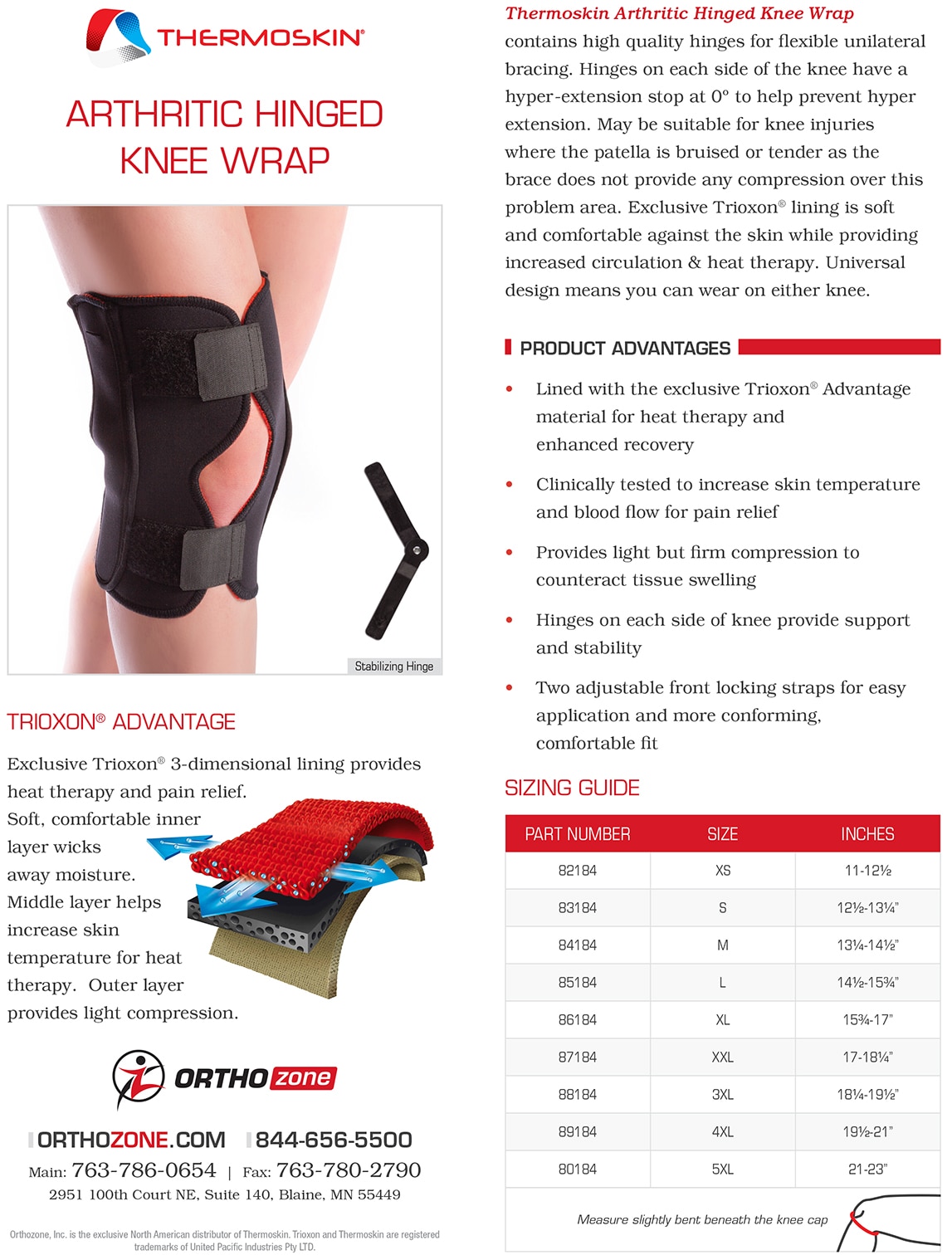 Thermoskin Arthritic Hinged Knee Wrap, Black, 8*184